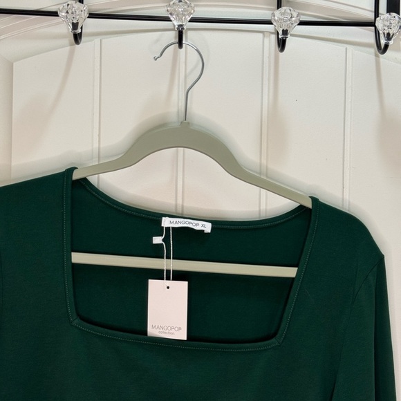 NWT MANGOPOP Women’s Sweetheart Square Neck Bodysuit Long Sleeve - Picture 2 of 6